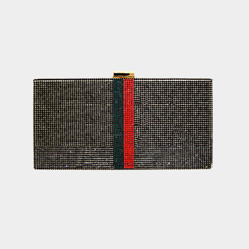 Madeline Love Black Bling Color Block Rectangle Evening Clutch / Crossbody Bag - Bags & Wallets