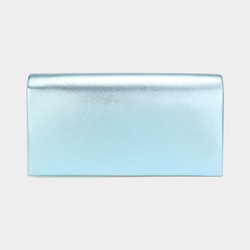 Madeline Love Aqua Metallic Clutch Bag / Crossbody Bag - Bags & Wallets