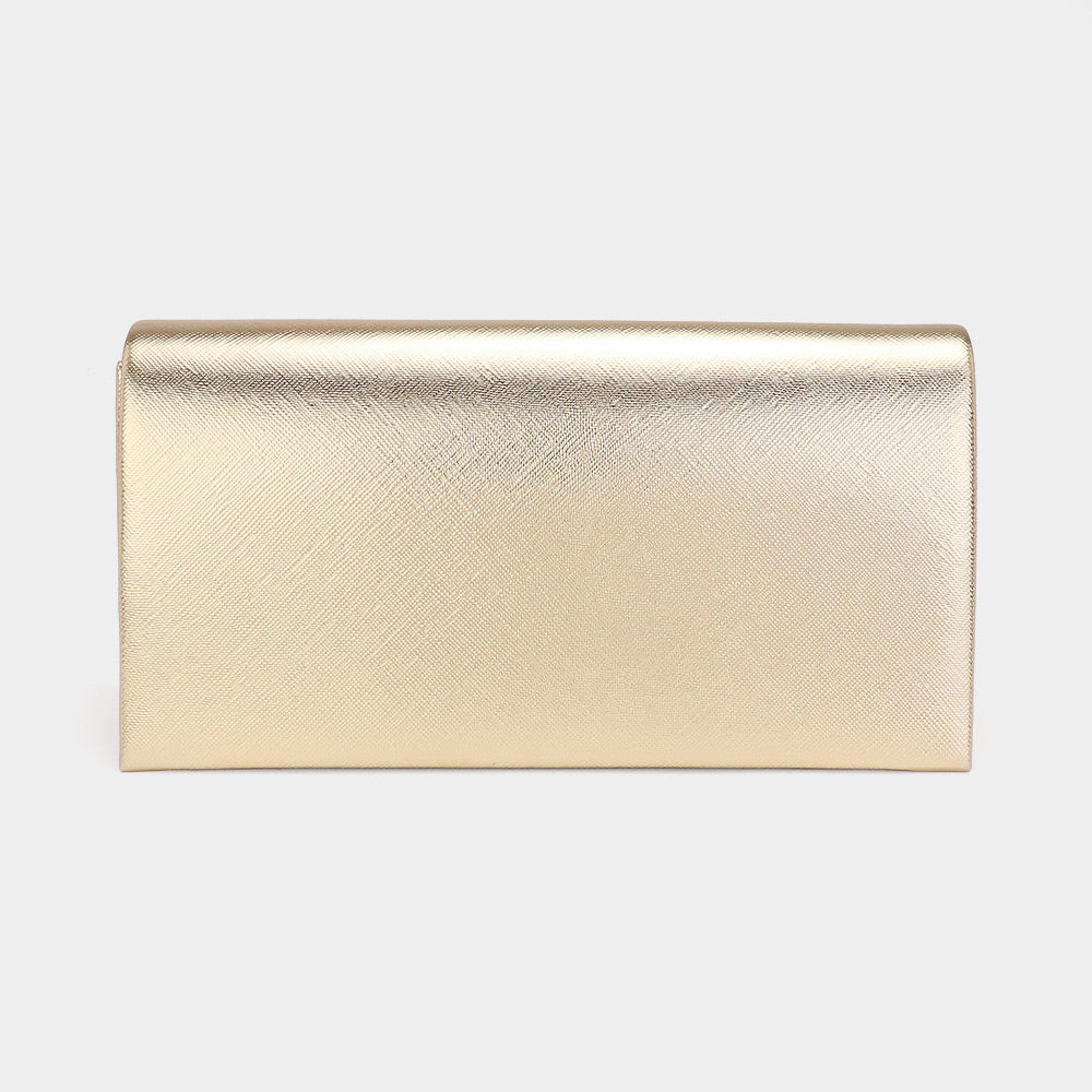 Madeline Love Gold Metallic Clutch Bag / Crossbody Bag - Bags & Wallets