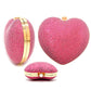 Madeline Love Pink Bling Studded Heart Shaped Evening Clutch Crossbody Bag - Bags & Wallets - extra