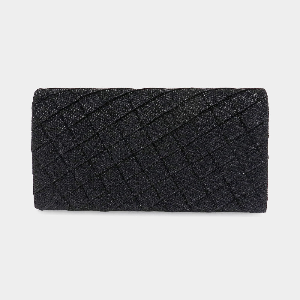Madeline Love Black Quilted Sparkly Clutch Bag / Crossbody Bag - Bags & Wallets