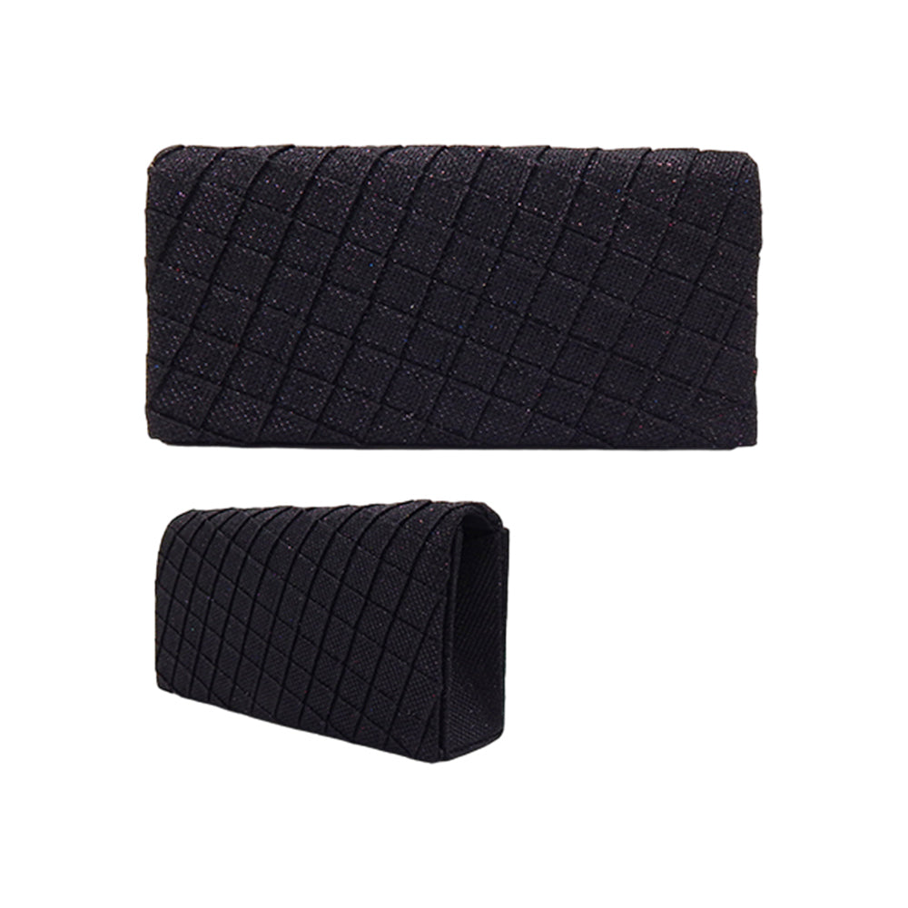 Madeline Love Black Quilted Sparkly Clutch Bag / Crossbody Bag - Bags & Wallets - extra