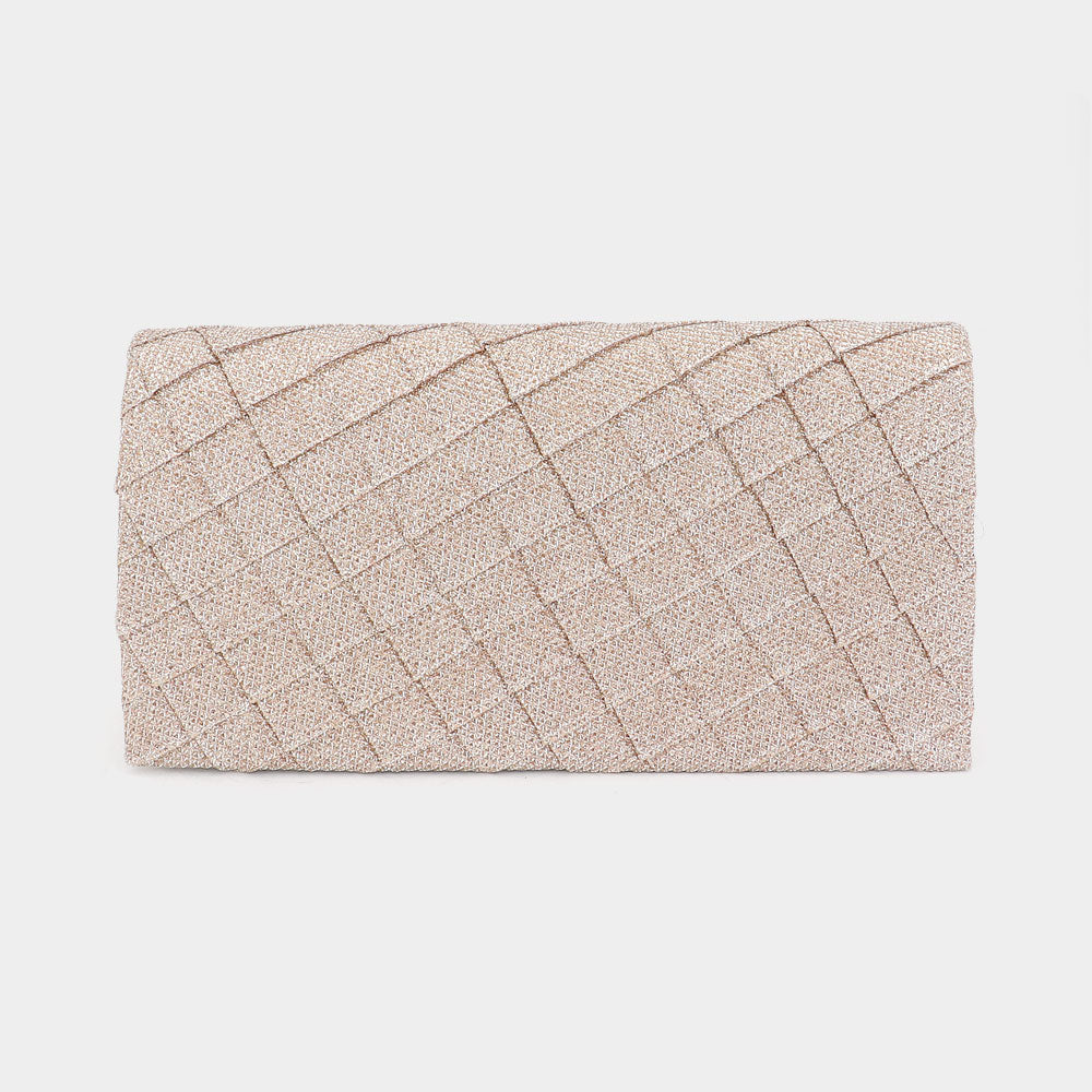 Madeline Love Gold Quilted Sparkly Clutch Bag / Crossbody Bag - Bags & Wallets