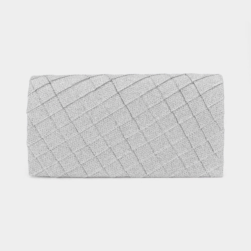Madeline Love Silver Quilted Sparkly Clutch Bag / Crossbody Bag - Bags & Wallets