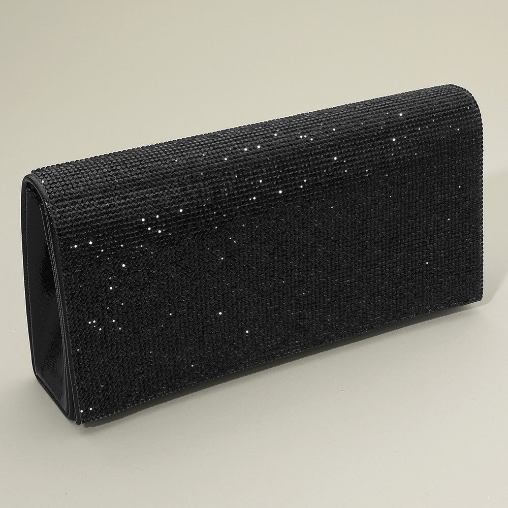 Madeline Love Black Bling Studded Evening Clutch Bag / Crossbody Bag - Bags & Wallets