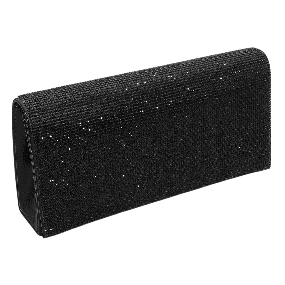 Madeline Love Black Bling Studded Evening Clutch Bag / Crossbody Bag - Bags & Wallets - desc
