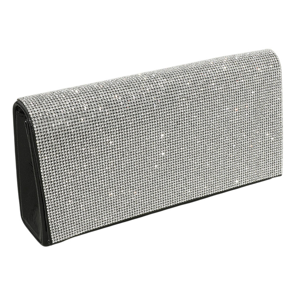 Madeline Love Black, Clear Bling Studded Evening Clutch Bag / Crossbody Bag - Bags & Wallets - desc