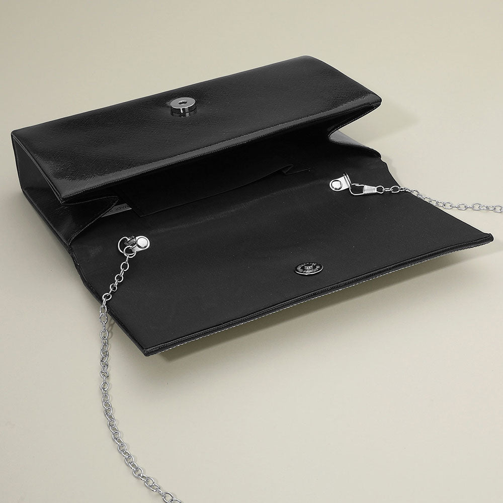 Madeline Love Black, Clear Bling Studded Evening Clutch Bag / Crossbody Bag - Bags & Wallets - extra
