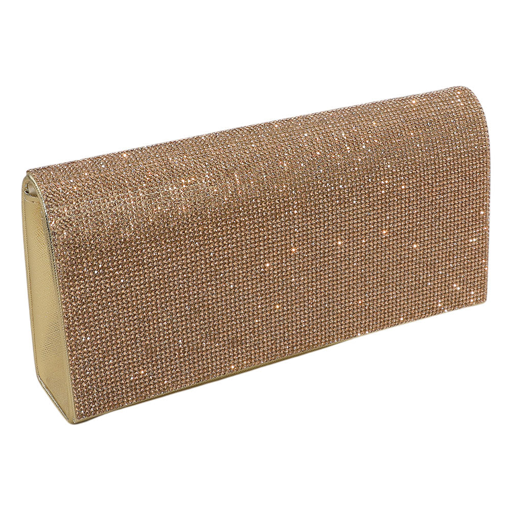 Madeline Love Gold Bling Studded Evening Clutch Bag / Crossbody Bag - Bags & Wallets - desc