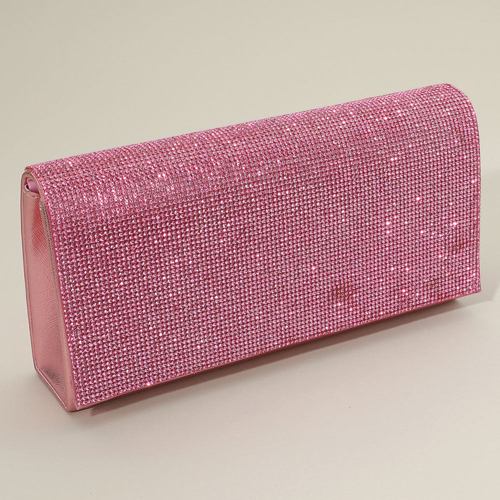 Madeline Love Pink Bling Studded Evening Clutch Bag / Crossbody Bag - Bags & Wallets