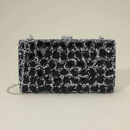 Madeline Love Black Faceted Stone Embellished Evening Clutch Bag - Bags & Wallets
