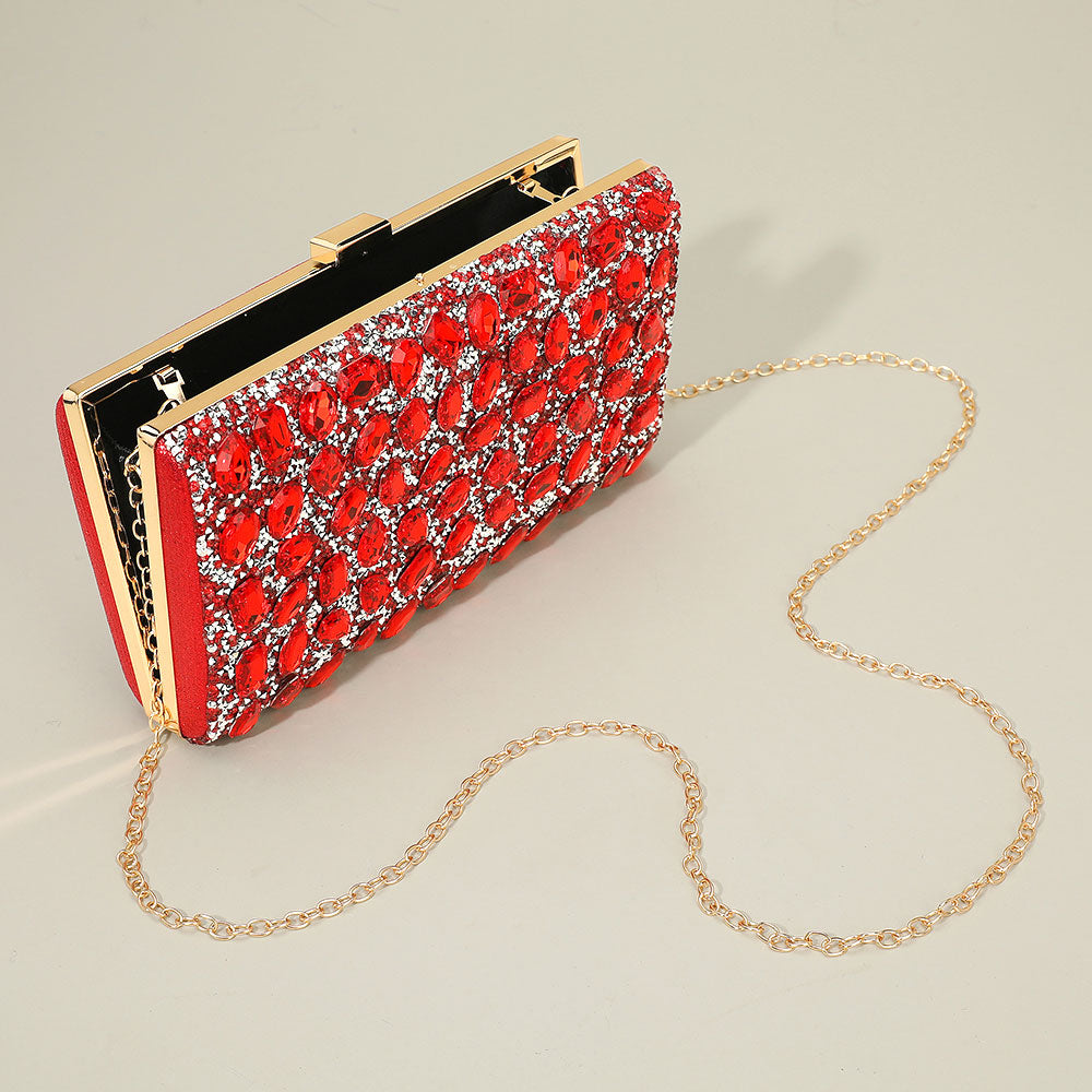 Madeline Love Black Faceted Stone Embellished Evening Clutch Bag - Bags & Wallets - extra