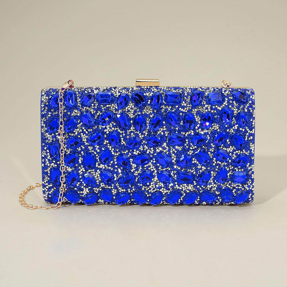 Madeline Love Sapphire Faceted Stone Embellished Evening Clutch Bag - Bags & Wallets