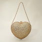 Madeline Love Gold Rhinestone Studded Heart Shaped Evening Clutch Crossbody Bag - Bags & Wallets
