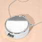 Madeline Love Silver Metallic Round Compact Mirror Clutch Evening Bag Crossbody Bag - Bags & Wallets - extra