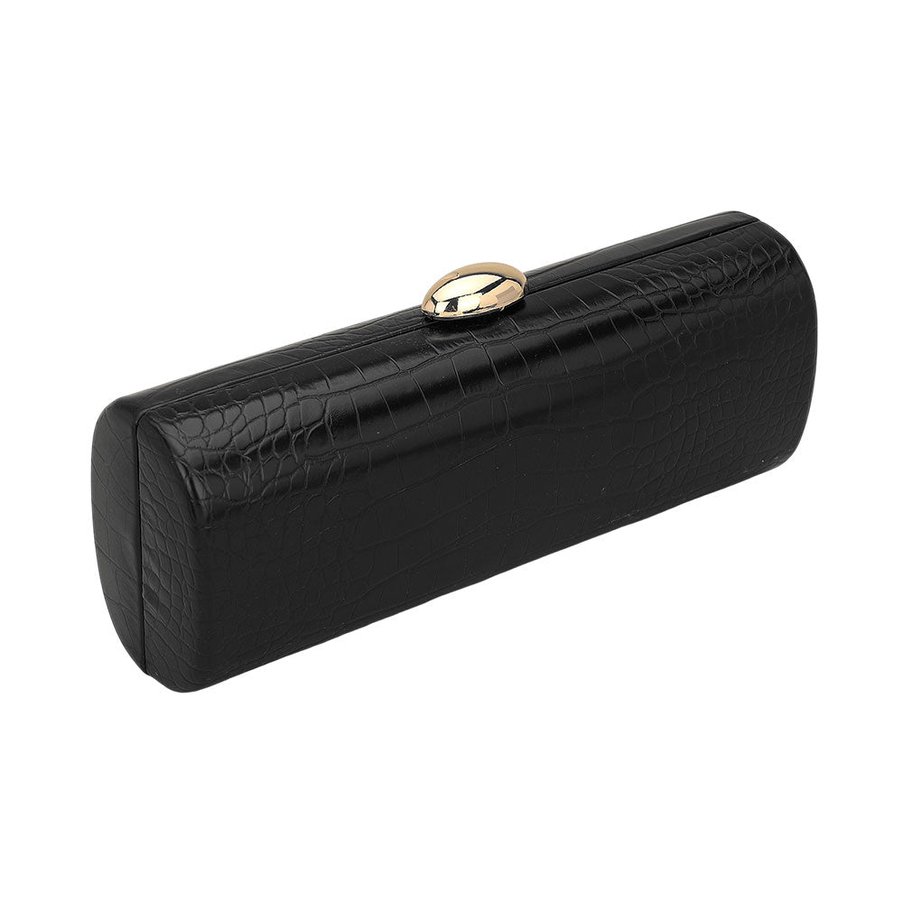 Madeline Love Black Faux Leather Textured Pattern Clutch Evening Bag - Bags & Wallets - desc