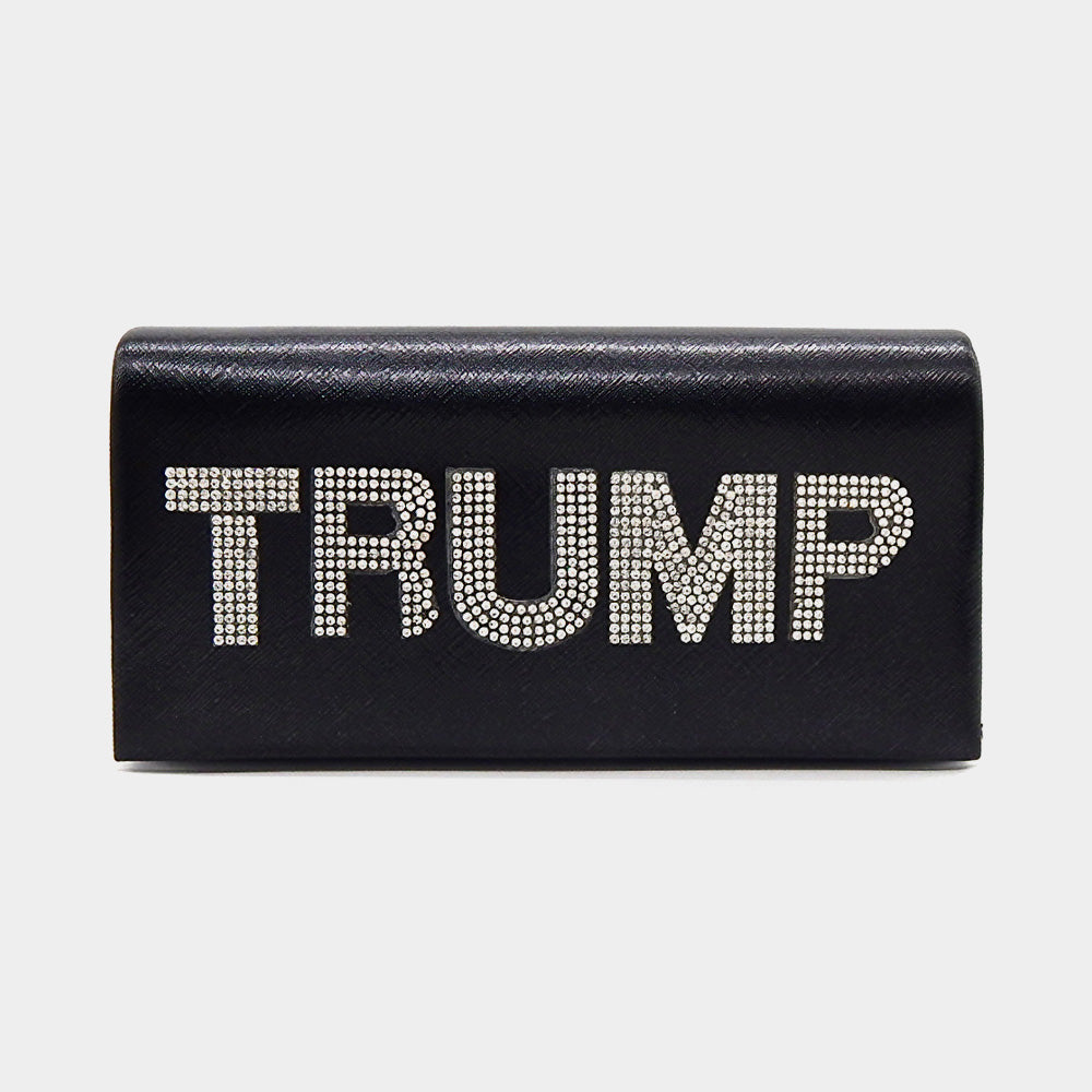Madeline Love Black TRUMP Bling Studded Pointed Metallic Clutch Bag / Evening Crossbody Bag - Bags & Wallets