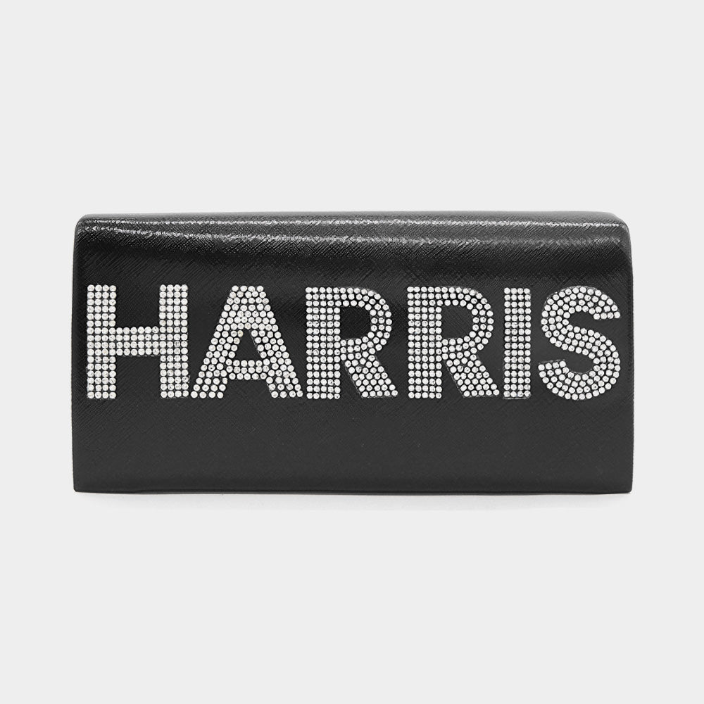 Madeline Love Black HARRIS Bling Studded Metallic Clutch Bag / Evening Crossbody Bag - Bags & Wallets