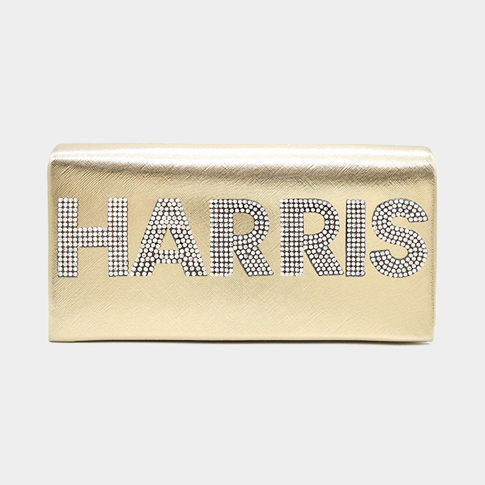 Madeline Love Gold HARRIS Bling Studded Metallic Clutch Bag / Evening Crossbody Bag - Bags & Wallets