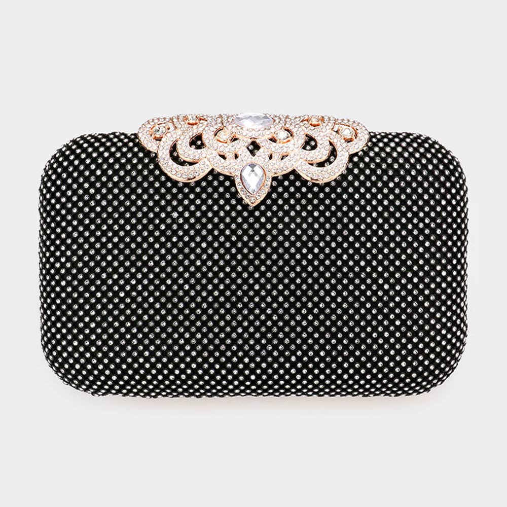 Madeline Love Black Stone Embellished Evening Tote / Clutch / Crossbody Bag - Bags & Wallets