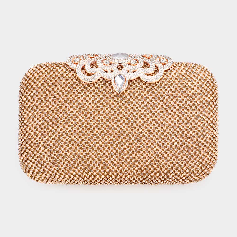 Madeline Love Peach Stone Embellished Evening Tote / Clutch / Crossbody Bag - Bags & Wallets