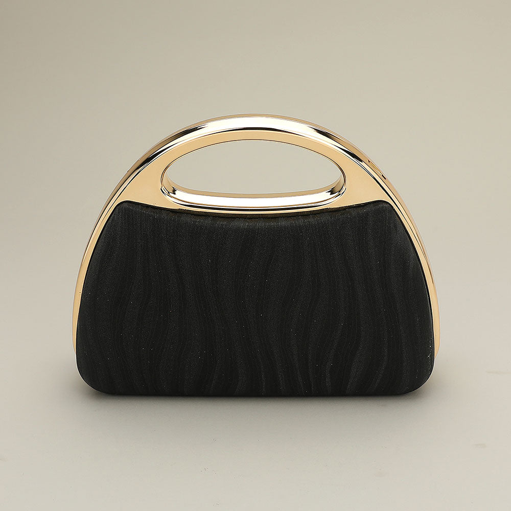 Madeline Love Black Shimmering Structured Evening Clutch Crossbody Bag - Bags & Wallets