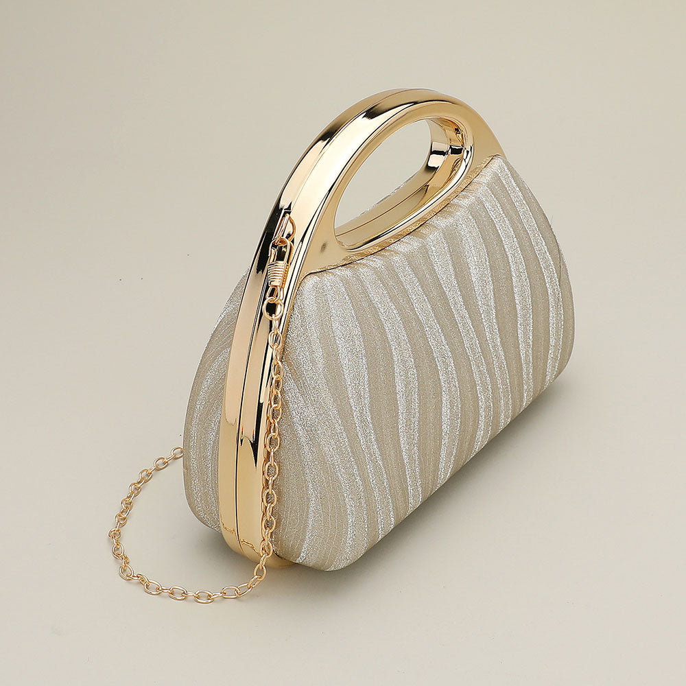 Madeline Love Black Shimmering Structured Evening Clutch Crossbody Bag - Bags & Wallets - extra