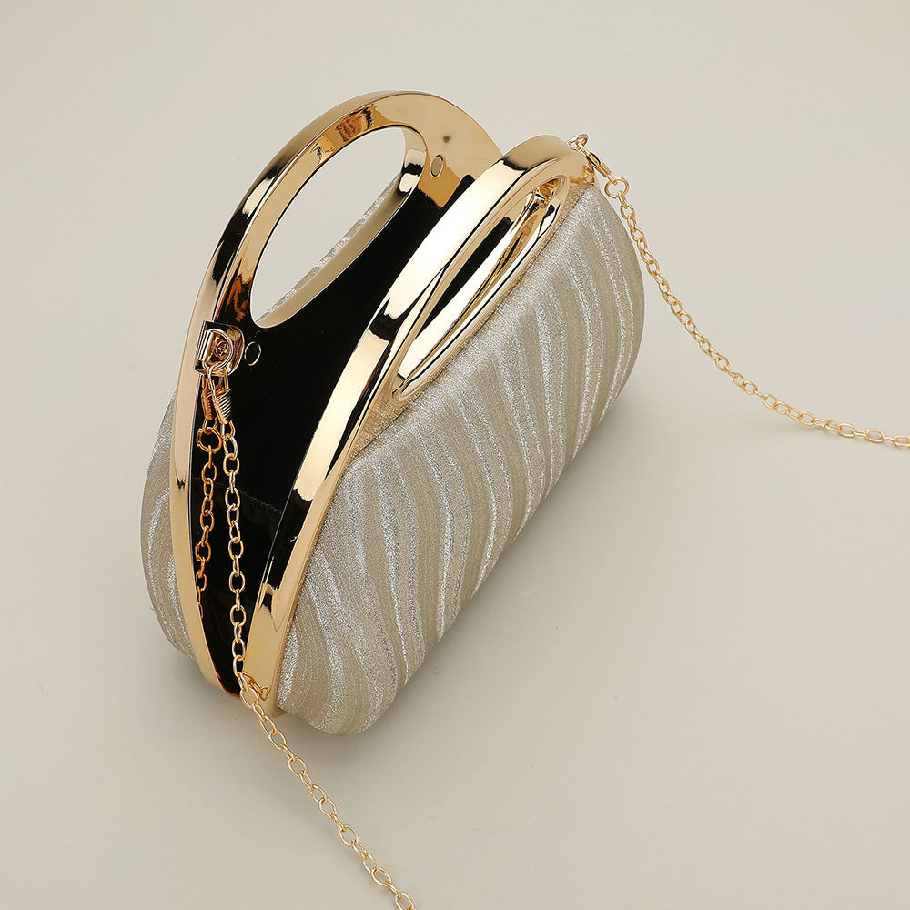 Madeline Love Black Shimmering Structured Evening Clutch Crossbody Bag - Bags & Wallets - extra