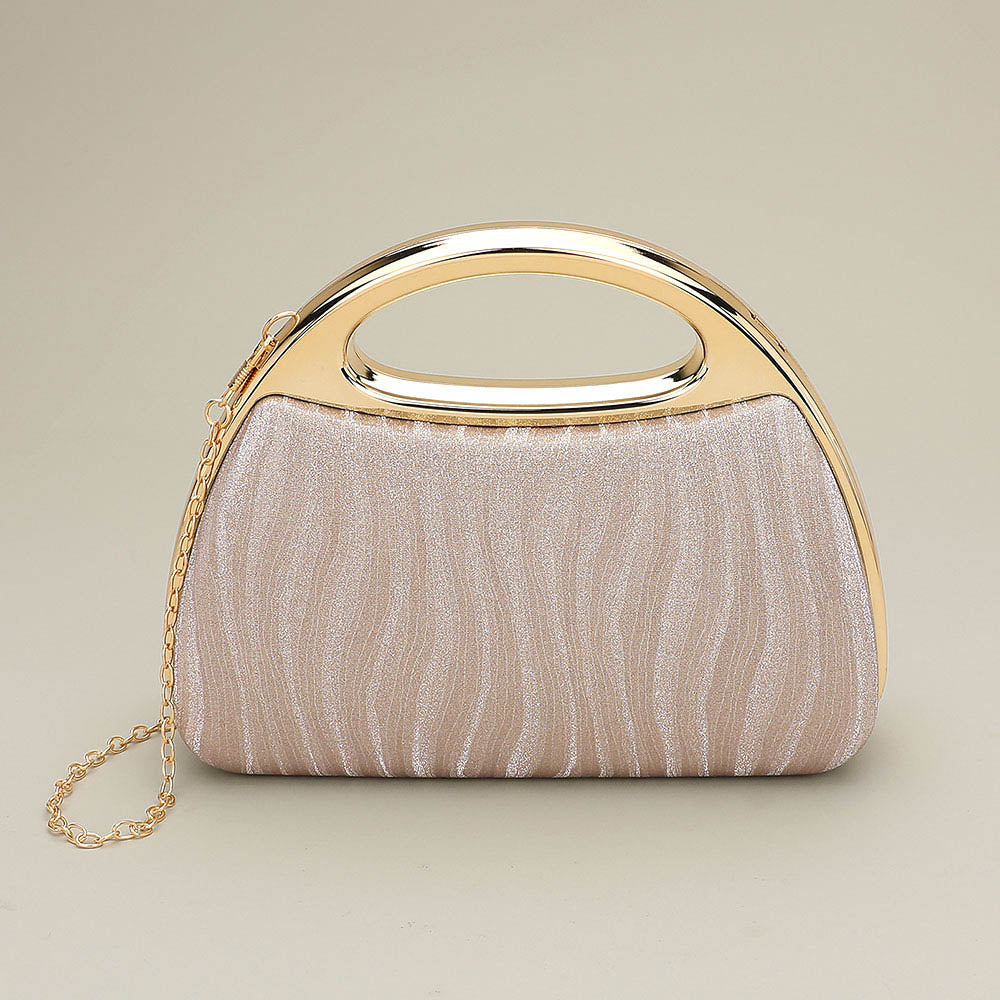 Madeline Love Champagne Shimmering Structured Evening Clutch Crossbody Bag - Bags & Wallets