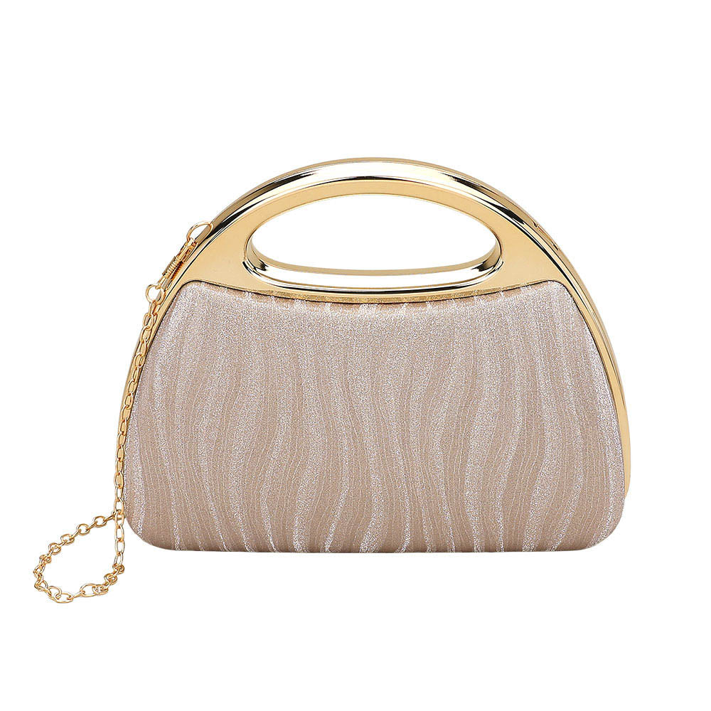 Madeline Love Champagne Shimmering Structured Evening Clutch Crossbody Bag - Bags & Wallets - extra