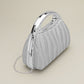 Madeline Love Silver Shimmering Structured Evening Clutch Crossbody Bag - Bags & Wallets - desc