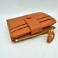 Pebbled Card Holder Wallet with Snap Button Strap and Zipper Pocket - Brown - Bags & Wallets
