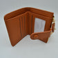 Pebbled Card Holder Wallet with Snap Button Strap and Zipper Pocket - Bags & Wallets