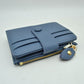 Pebbled Card Holder Wallet with Snap Button Strap and Zipper Pocket - Dark-blue - Bags & Wallets