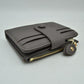 Pebbled Card Holder Wallet with Snap Button Strap and Zipper Pocket - Dark-grey - Bags & Wallets