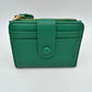 Pebbled Card Holder Wallet with Snap Button Strap and Zipper Pocket - Kelly-green - Bags & Wallets