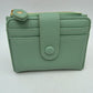 Pebbled Card Holder Wallet with Snap Button Strap and Zipper Pocket - Mint - Bags & Wallets