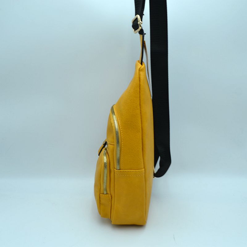 Multi-Zipper Crossbody Sling Bag with Adjustable Strap - Sling Bag