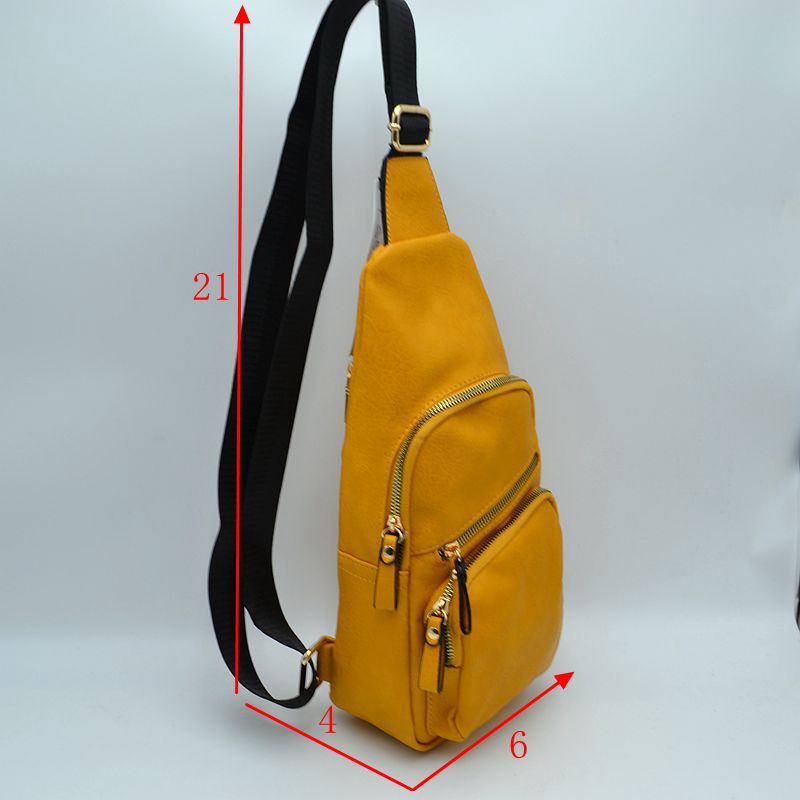 Multi-Zipper Crossbody Sling Bag with Adjustable Strap - Sling Bag