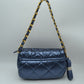 Quilted Metallic Puffer Shoulder Bag with Woven Chain Strap - Wine - Shoulder Bag