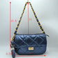 Quilted Metallic Puffer Shoulder Bag with Woven Chain Strap - Wine - Shoulder Bag