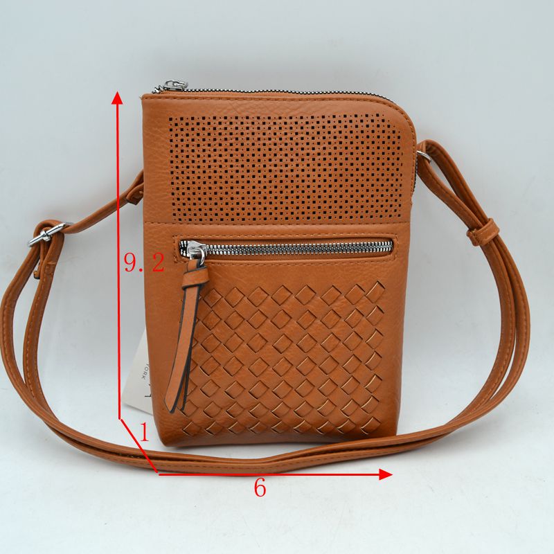 Crossbody Bag with Perforated Panel and Woven Front Detail - Cross Body Bag