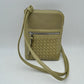 Crossbody Bag with Perforated Panel and Woven Front Detail - Sage Green - Cross Body Bag