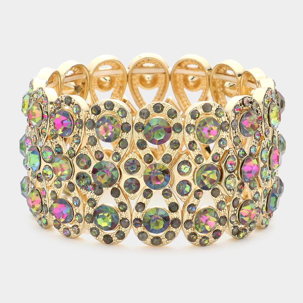 Madeline Love Vitrail Medium Marquise Crystal Bow Stretch Evening Bracelet - Bracelets