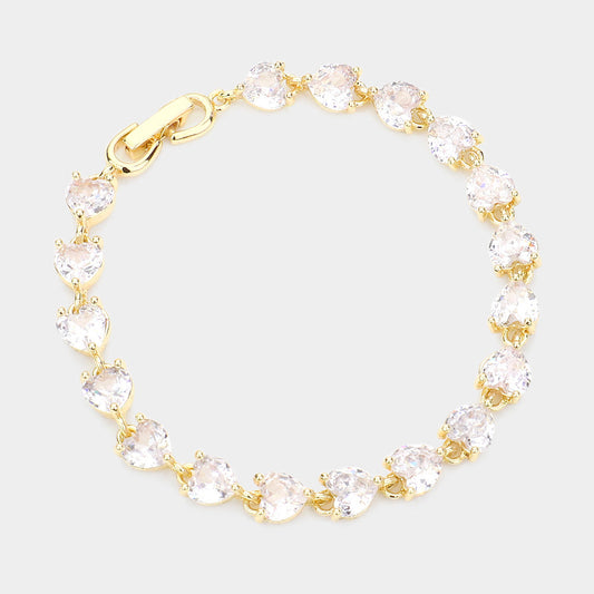 CZ Heart Link Evening Bracelet