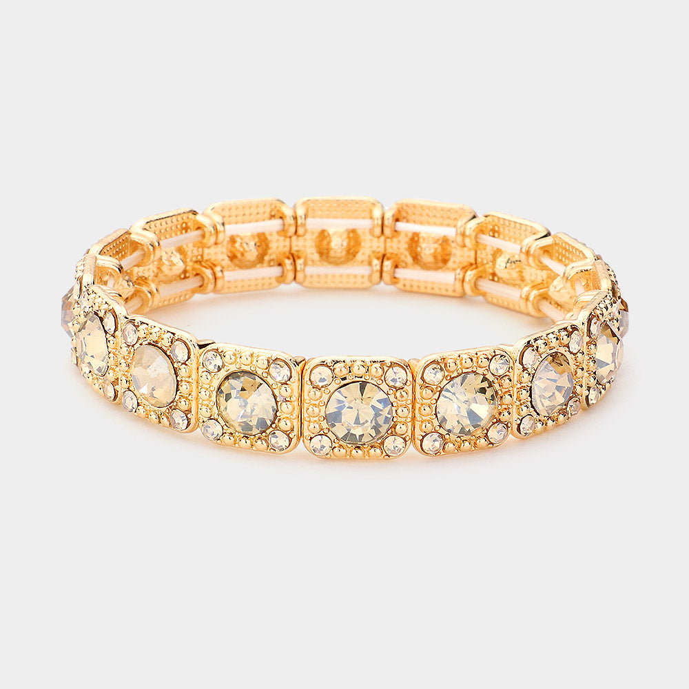 Madeline Love Gold, Lt Col Topaz Stone Embellished Evening Bracelet - Bracelets