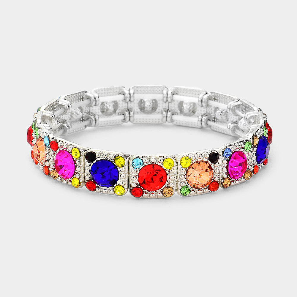 Madeline Love Multi, Silver Stone Embellished Evening Bracelet