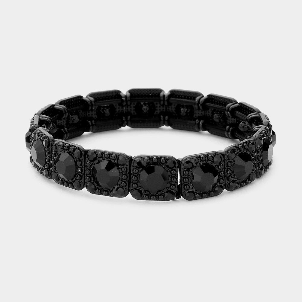 Madeline Love Black, Jet Black Stone Embellished Evening Bracelet