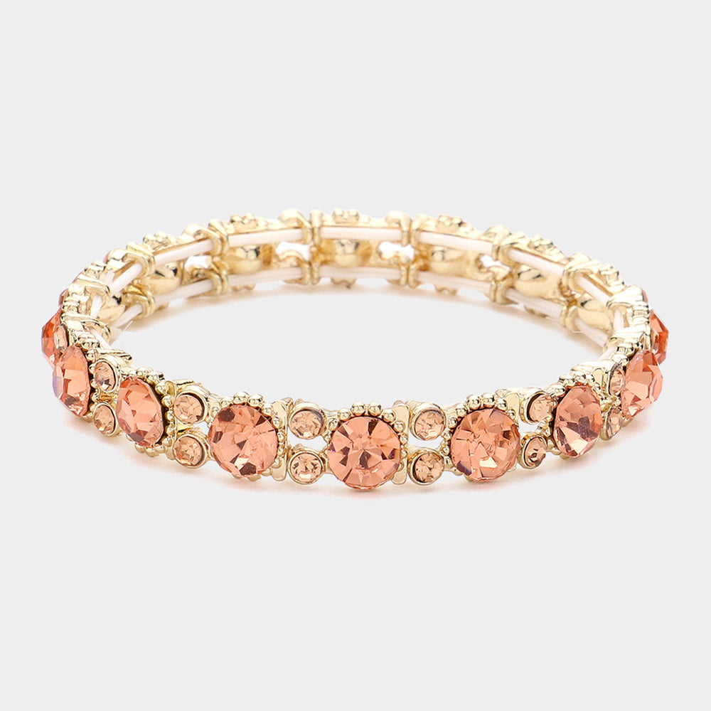 Madeline Love Gold, Lt Col Topaz Bubbly Crystal Round Evening Bracelet