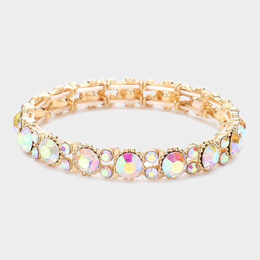 Madeline Love AB, Gold Bubbly Crystal Round Evening Bracelet
